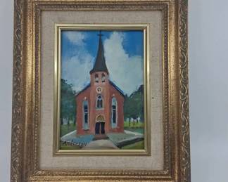Original Oil Painting Beth Anderson Thr Little Painted Church at High Hill
