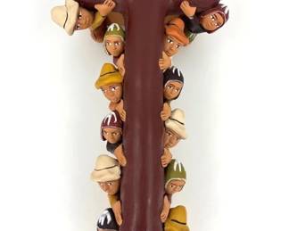 Peruvian Clay Cross Folk Art  Terracotta Pottery