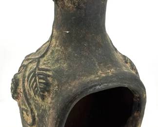 AntiqueStyle Terracotta Clay Tabletop Chiminea  Firepot Vase with Grapevine Relief