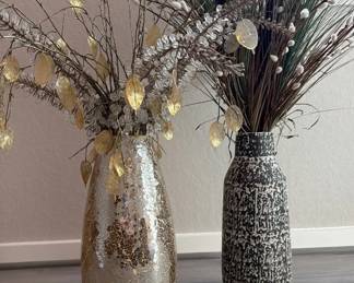 Two 16 Inch Decorative Flower Vases