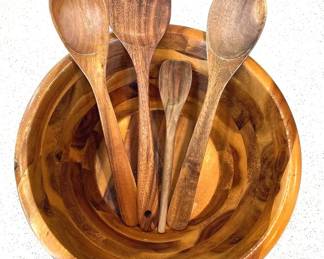 Wooden Salad Bowl  Wooden Utensils