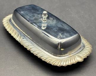 Irvinware Silver Plate  Chrome Covered Butter Dish