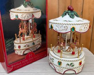 Home for the Holidays Porcelain Musical Carousel