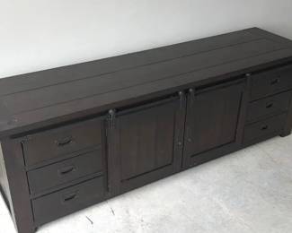 Dark Wood Rolling Door TV Cabinet