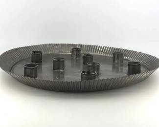 VTG Primitive Style Round Metal Multi Taper Candle Holder Centerpiece Tray 12 D
