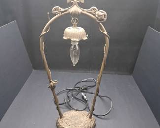 Ornate, Scalloped Metal Floral Lamp