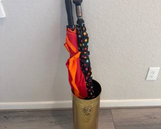 Metal Umbrella Holder and 2 Umbrellas