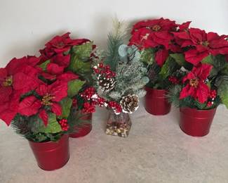 Faux Poinsettias and Christmas Centerpiece