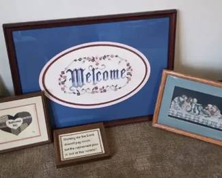 Framed CrossStitch  Needlepoint Wall Art Pieces
