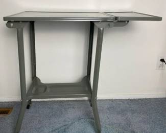 Vintage MCM Metal Typewriter Utility Table on Wheels