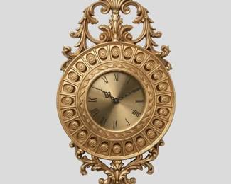 Vintage Elgin Hollywood Regency Ornate Wall Clock