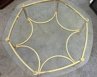 Gold Metal Glass Hexagonal Coffee Table