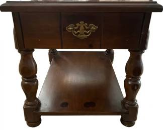 Vintage Sturdy Wooden Table with Drawer