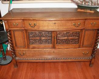 Antique oak sideboard buffet Server cabinet