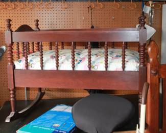 Antique baby cradle wood