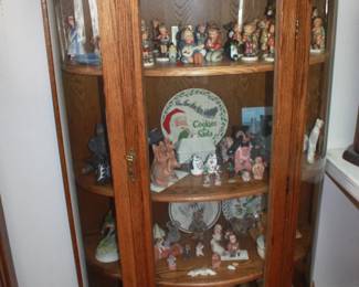 Antique Curio Display cabinet Hummel porcelain art kachinas