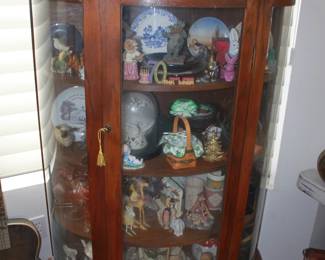 Curio display cabinet antiques porcelain art Southwest