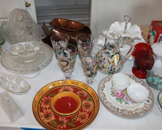 Handpainted glass porcelain crystal kitchen serving
