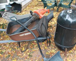wheelbarrow blower grill smoker snow shovel