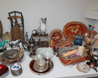 Sled pottery antiques sterling silver basket Southwest