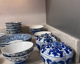 Blue And White Bowls And Covered Dishes