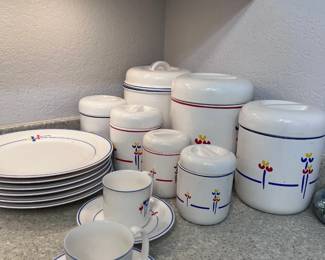 Floral Canisters And Dinnerware