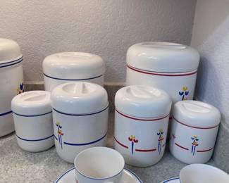 Floral Canisters And Cups