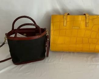 Vintage Dooney Bourke, Mustard Yellow Crocodile Leather Tote Bag