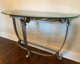 Silver Iron Glass Top Table