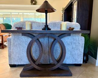Geometric Double-Ring Console / Sofa Table. W - 55" / D - 13.75" / H - 32" 