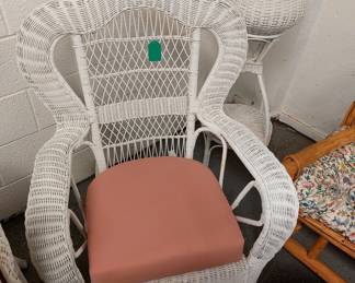 Wicker rocker, wicker plant stand
