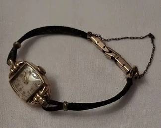 Vtg Elgin 10K GF Watch w/ Corded Bracelet - not working