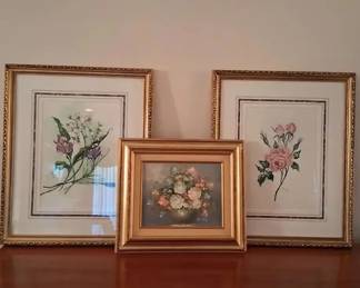 Gold Framed Floral Paintings