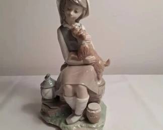 Lladro Girl w/ Puppy Dog