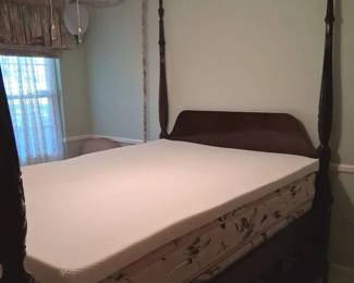 4 Poster Wooden Bed w/ stairs (mattress/ topper optional)