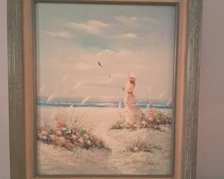 L Keswick Signed Solitary Dreamer Oil Painitng