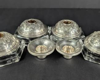 MT005 Sterling Candle Drip Collars, Weighted Sterling  Glass Candle Holders