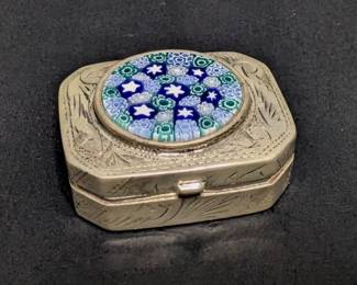 CT002 Sterling Silver Italian Millefiori Pill Box