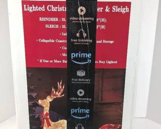 CT040 Lighted Reindeer  Sleigh Outdoor Display NIB