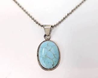 DR009 Sterling Ball Chain with Turquoise Pendant