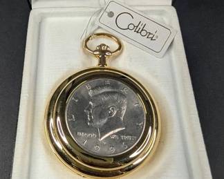 CT008 Calibri 1996 JFK Half Dollar Coin Pocket Watch