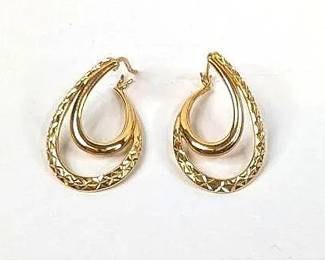 DR005 14K Israel Double Hoop Earrings