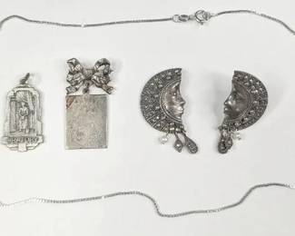 CT024 Sterling Box Chain, Earrings, Pin, Charm