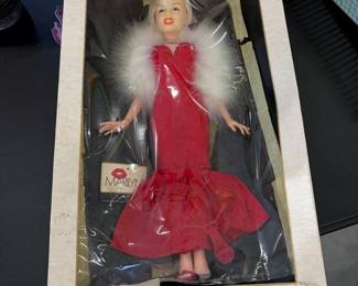 Marilyn Monroe collector doll in red gown, in original box.