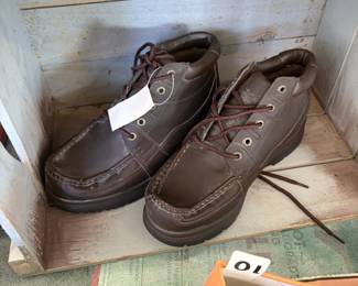 Men's brown leather boots.