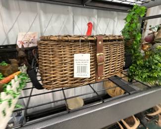 Wicker baskets and spring decor.