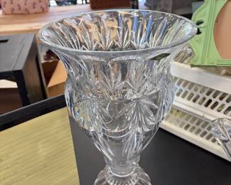 Cut crystal pedestal vase.