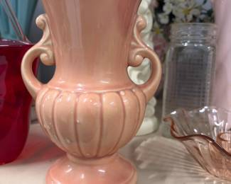 Vintage pink pottery vase.