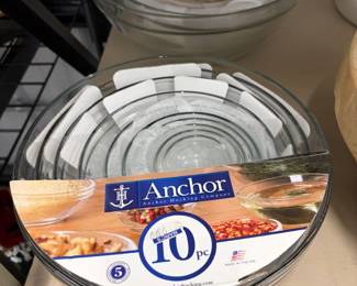 Anchor Hocking glass bowls, new.