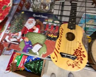 Christmas decor and hand-painted ukulele.